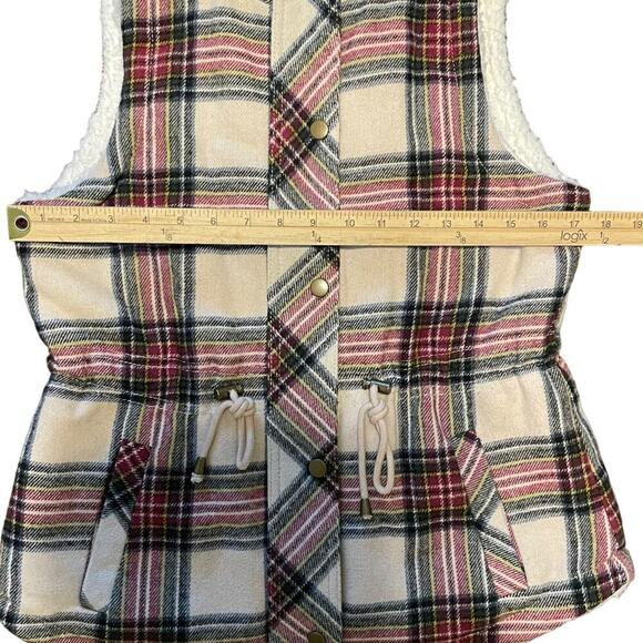 Maurices Plaid Sherpa Wool Blend Lined Cinch Waist Vest Size Sz S - Picture 3 of 10